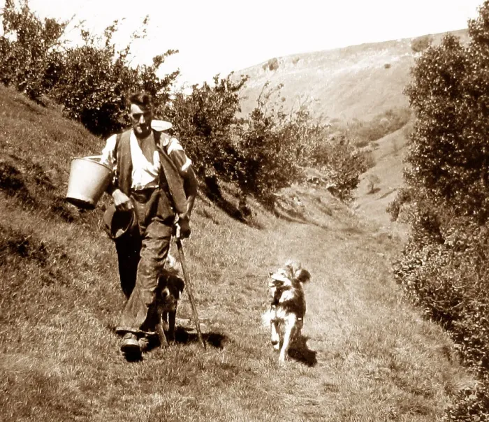 Framed Print : Farmer and dog, Swaledale Framed Print : Farmer and dog, Swaledale