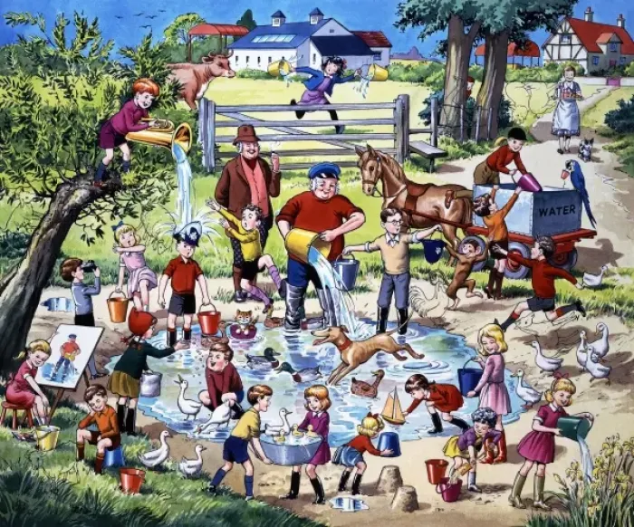 Framed Print : Farming scene (with hidden animals) Framed Print : Farming scene (with hidden animals)