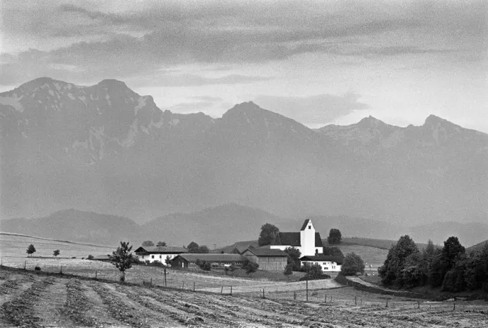 Framed Print : Farmstead and small church near Fussen, Germany Framed Print : Farmstead and small church near Fussen, Germany