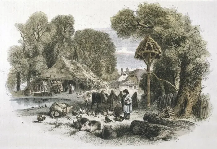Framed Print : FARMYARD, 1860 Framed Print : FARMYARD, 1860