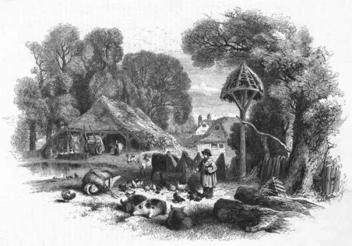 Framed Print : Farmyard scene, c. 1860 Framed Print : Farmyard scene, c. 1860