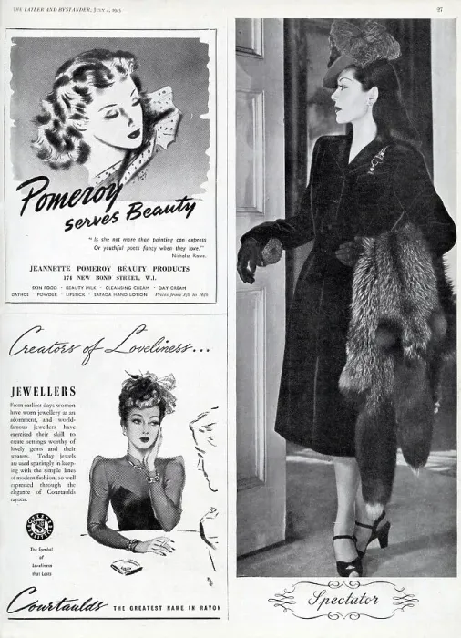 Framed Print : Fashion Advertisements - Tatler and Bystander, 1945 Framed Print : Fashion Advertisements - Tatler and Bystander, 1945