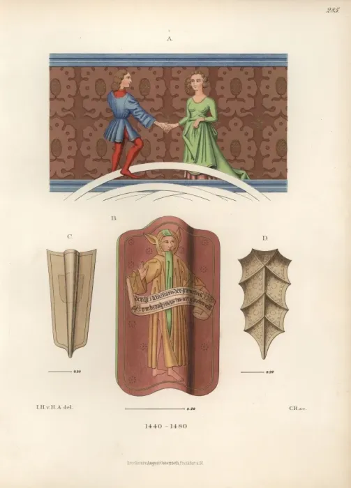 Framed Print : Fashion of the mid 15th century from a miniature Framed Print : Fashion of the mid 15th century from a miniature
