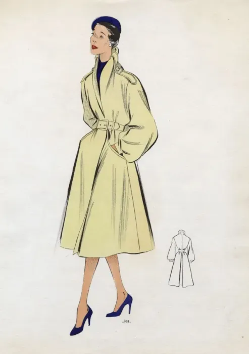 Framed Print : Fashion Plate - 1950s - French - Womens Costume Framed Print : Fashion Plate - 1950s - French - Womens Costume