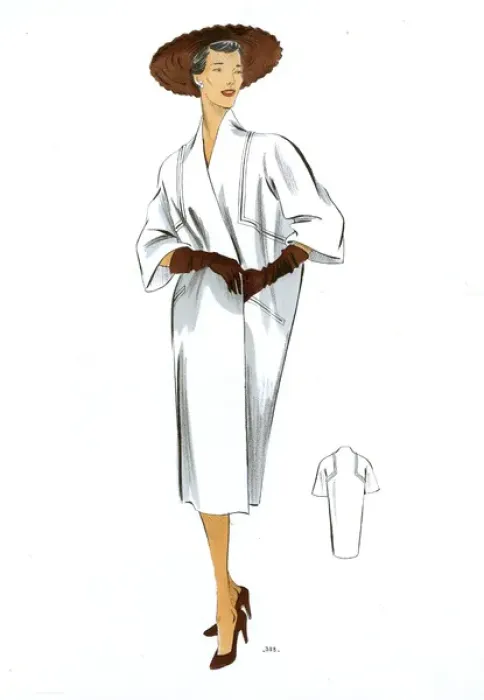 Framed Print : Fashion Plate - 1950s - French - Womens Costume Framed Print : Fashion Plate - 1950s - French - Womens Costume