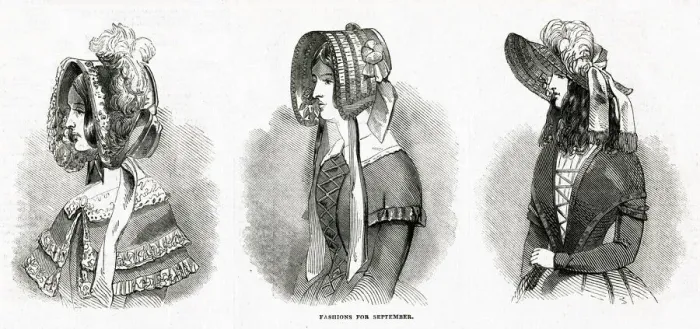 Framed Print : Fashionable bonnets for September 1844 Framed Print : Fashionable bonnets for September 1844