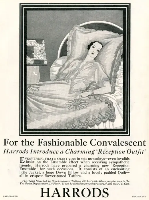 Framed Print : For the Fashionable Convalescent - Harrods advertisement Framed Print : For the Fashionable Convalescent - Harrods advertisement