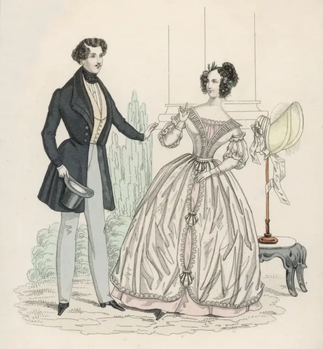 Framed Print : Fashionable Couple 1837 Framed Print : Fashionable Couple 1837