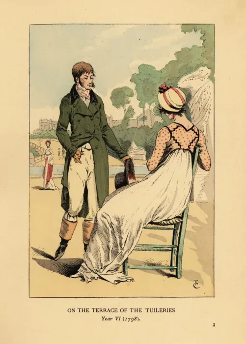 Framed Print : Fashionable couple on the terrace of the Tuileries Framed Print : Fashionable couple on the terrace of the Tuileries