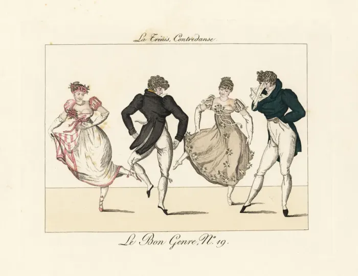 Framed Print : Fashionable dancers performing La Trenis Framed Print : Fashionable dancers performing La Trenis