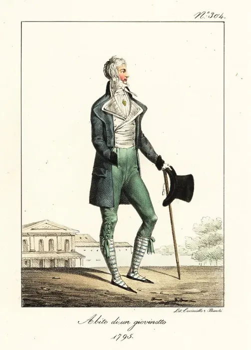 Framed Print : Fashionable dandy or Incroyable, French Directoire era, 1795 Framed Print : Fashionable dandy or Incroyable, French Directoire era, 1795
