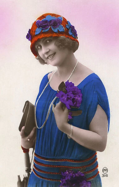 Fashionable French girl with floral cap