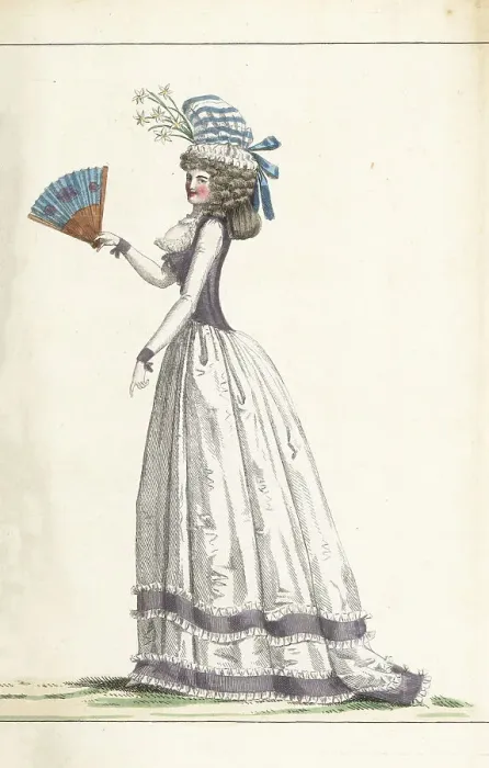 Framed Print : Fashionable French woman with cameo fan, 1790 Framed Print : Fashionable French woman with cameo fan, 1790
