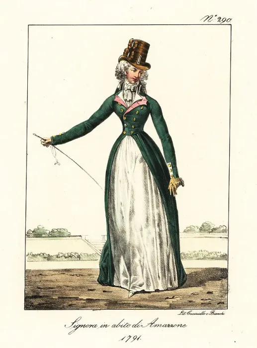 Framed Print : Fashionable French woman in riding outfit, Revolutionary era, 17 Framed Print : Fashionable French woman in riding outfit, Revolutionary era, 17