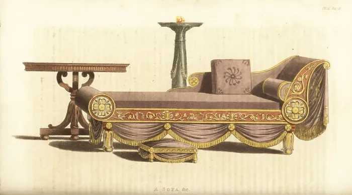Framed Print : Fashionable furniture for a boudoir or lady's dressing room Framed Print : Fashionable furniture for a boudoir or lady's dressing room