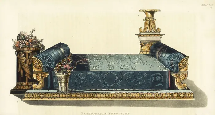 Framed Print : Fashionable furniture: a Parisian faineante or idler and accompa Framed Print : Fashionable furniture: a Parisian faineante or idler and accompa