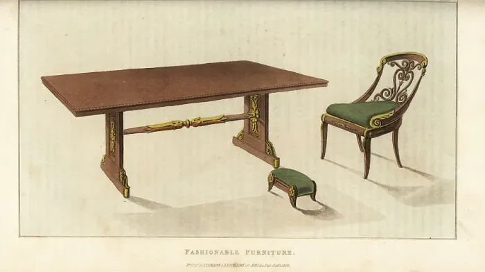 Framed Print : Fashionable furniture, Regency era Framed Print : Fashionable furniture, Regency era
