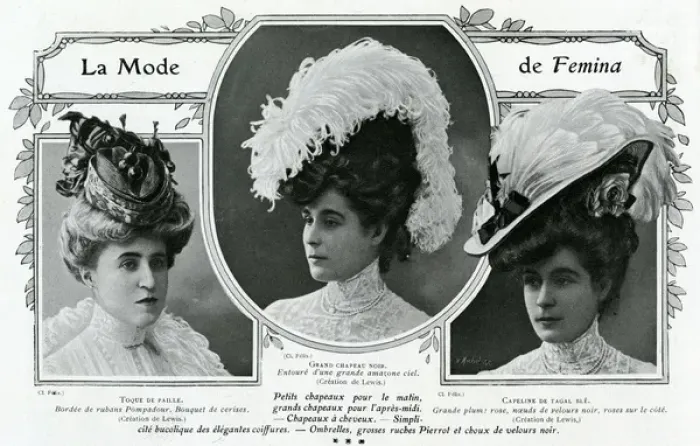Framed Print : Fashionable hats of 1906 Framed Print : Fashionable hats of 1906
