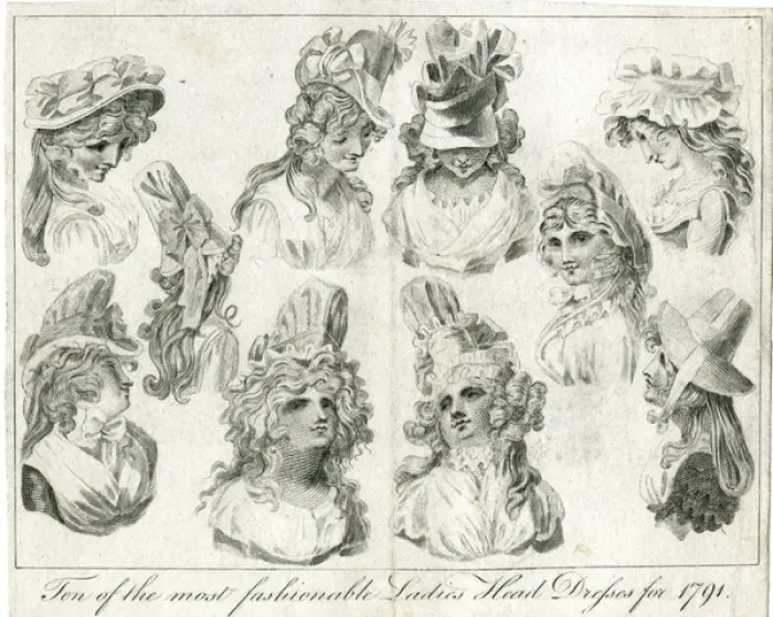Framed Print : Fashionable headdresses for 1791