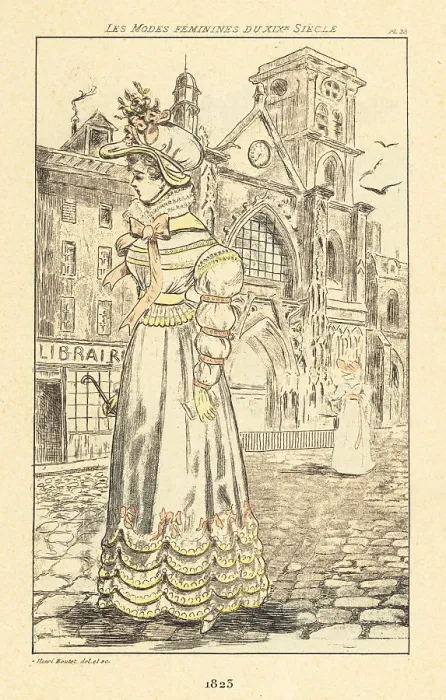 Framed Print : Fashionable lady at the church of Saint-Merri, Paris, 1823 Framed Print : Fashionable lady at the church of Saint-Merri, Paris, 1823