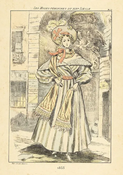 Framed Print : Fashionable lady in front of a covered passage or galerie, Paris Framed Print : Fashionable lady in front of a covered passage or galerie, Paris