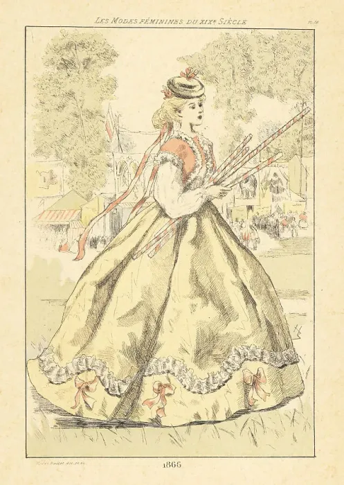 Framed Print : Fashionable lady at a fete or fair, Paris, 1866 Framed Print : Fashionable lady at a fete or fair, Paris, 1866