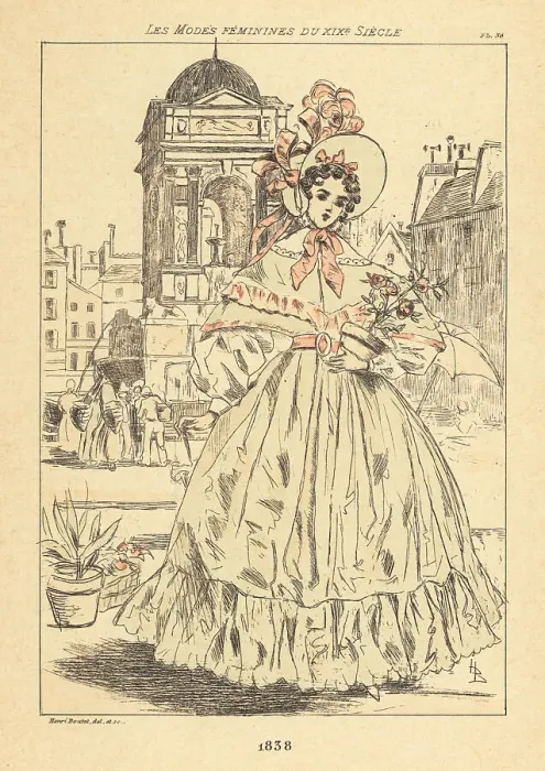 Framed Print : Fashionable lady at the fontaine des Nymphes, Paris, 1838 Framed Print : Fashionable lady at the fontaine des Nymphes, Paris, 1838