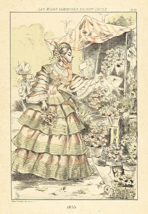 Framed Print : Fashionable lady at the Paris Flower Market, 1855 Framed Print : Fashionable lady at the Paris Flower Market, 1855