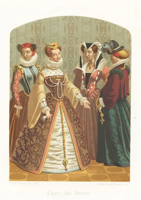 Framed Print : Fashionable noblewomen by Jost Ammon, 16th century Framed Print : Fashionable noblewomen by Jost Ammon, 16th century
