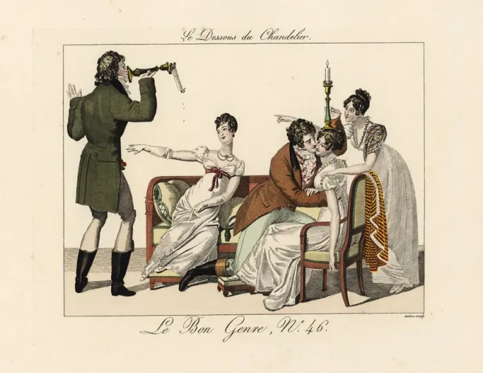 Framed Print : Fashionable people playing the game of the candlestick base Framed Print : Fashionable people playing the game of the candlestick base