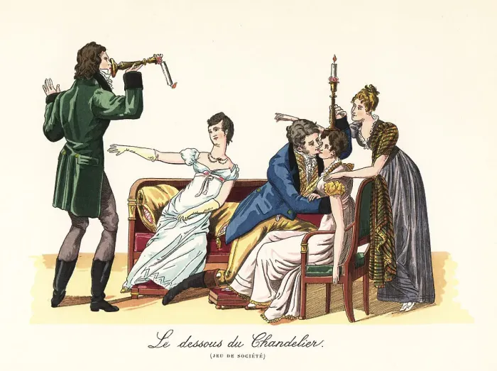 Framed Print : Fashionable people playing the game of the Candlestick Base Framed Print : Fashionable people playing the game of the Candlestick Base
