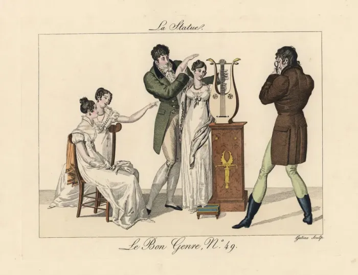 Framed Print : Fashionable people playing the parlour game Framed Print : Fashionable people playing the parlour game