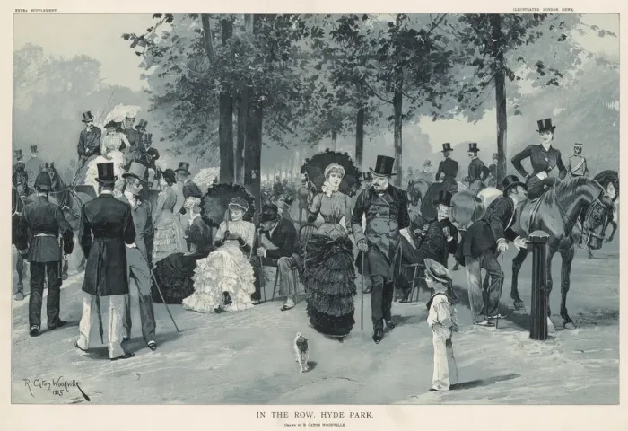 Framed Print : Fashionable people in the Row, Hyde Park, London Framed Print : Fashionable people in the Row, Hyde Park, London