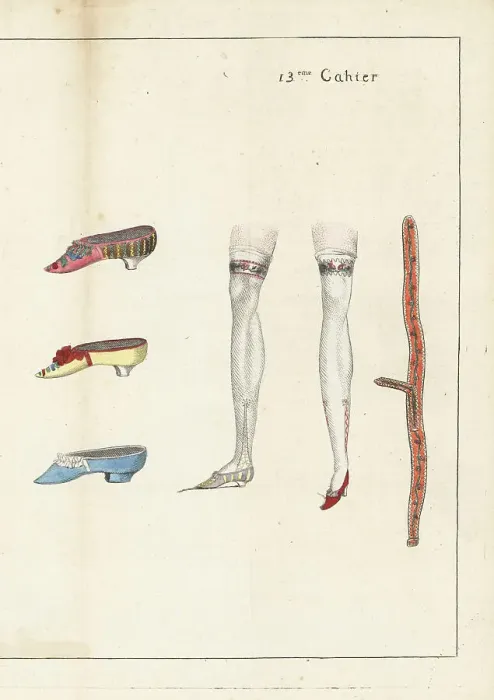 Framed Print : Fashionable shoes, slippers and garters, 1790 Framed Print : Fashionable shoes, slippers and garters, 1790