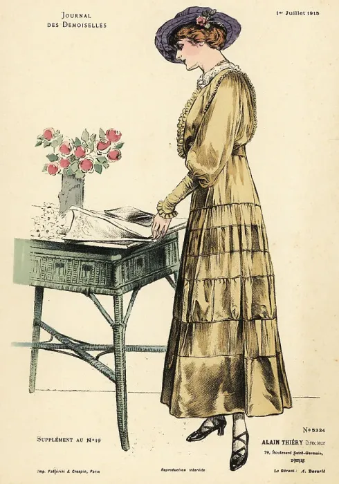 Framed Print : Fashionable woman in ankle-length dress reading a magazine, WWI Framed Print : Fashionable woman in ankle-length dress reading a magazine, WWI