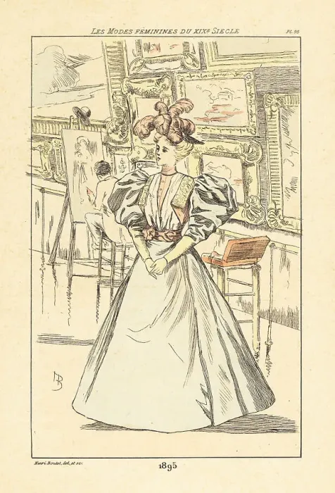 Framed Print : Fashionable woman at an art exhibition, Paris, 1895 Framed Print : Fashionable woman at an art exhibition, Paris, 1895
