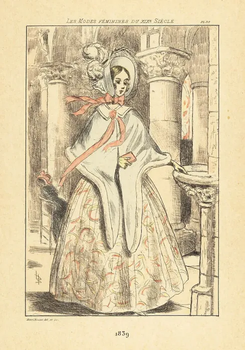 Framed Print : Fashionable woman inside a church, Paris, 1839