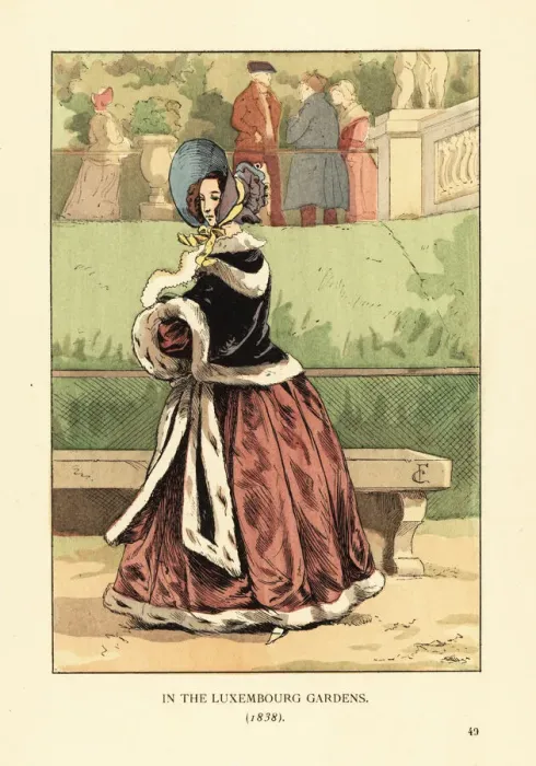 Framed Print : Fashionable woman in the Luxembourg Gardens, 1838 Framed Print : Fashionable woman in the Luxembourg Gardens, 1838