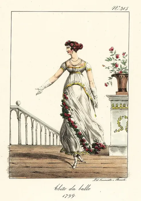 Framed Print : Fashionable woman or Merveilleuse in ball gown, Directoire era Framed Print : Fashionable woman or Merveilleuse in ball gown, Directoire era