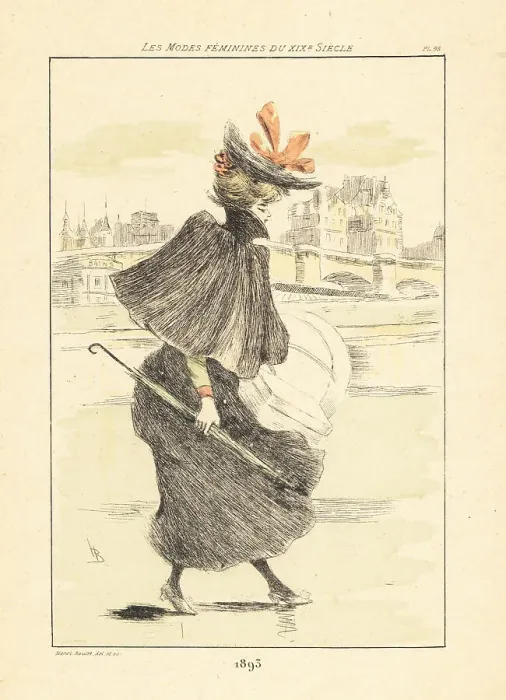 Framed Print : Fashionable woman near the Bains de la Samaritaine, Paris, 1893 Framed Print : Fashionable woman near the Bains de la Samaritaine, Paris, 1893