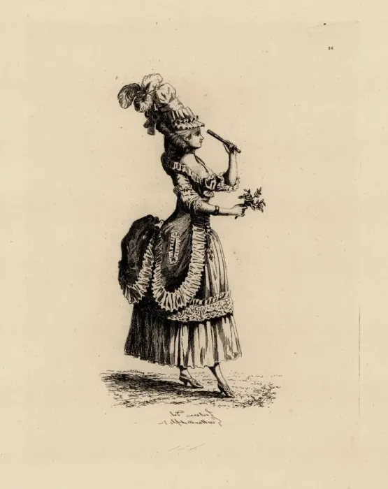 Framed Print : Fashionable woman with rose and fan, era of Marie Antoinette Framed Print : Fashionable woman with rose and fan, era of Marie Antoinette