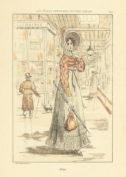 Framed Print : Fashionable woman shopping at the Palais Royal, Paris, 1820 Framed Print : Fashionable woman shopping at the Palais Royal, Paris, 1820