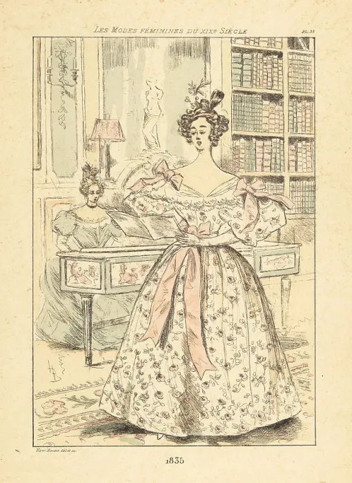 Framed Print : Fashionable woman singing in a drawing room, Paris, 1835 Framed Print : Fashionable woman singing in a drawing room, Paris, 1835