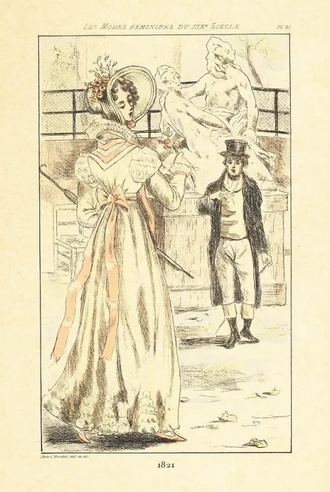 Framed Print : Fashionable woman in the Tuileries Gardens, Paris, 1821 Framed Print : Fashionable woman in the Tuileries Gardens, Paris, 1821