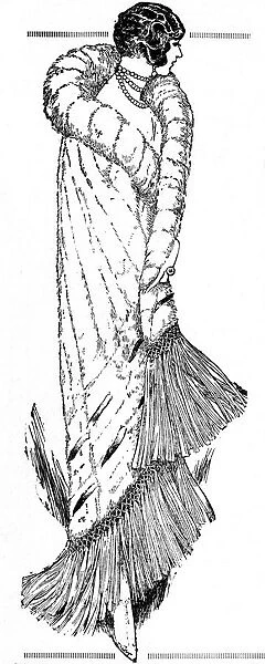 Fashionable woman wearing a long dress from F. Javary