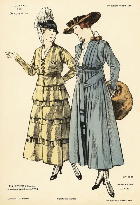 Framed Print : Two fashionable women in ankle-length dresses, WWI Framed Print : Two fashionable women in ankle-length dresses, WWI