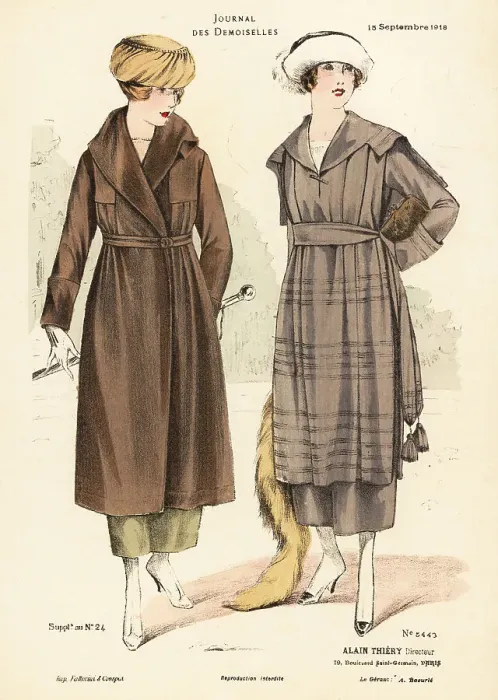 Framed Print : Two fashionable women on an autumn stroll in a park, WWI Framed Print : Two fashionable women on an autumn stroll in a park, WWI