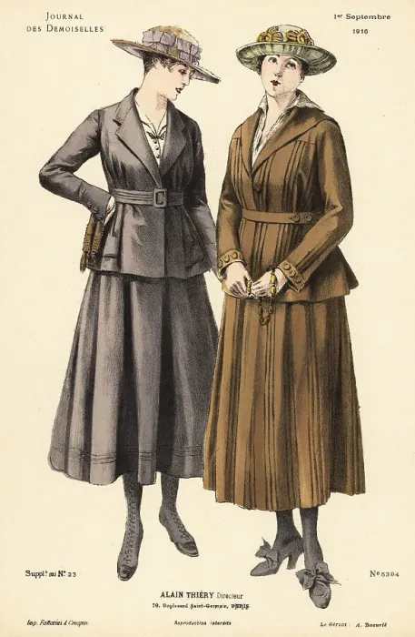 Framed Print : Two fashionable women on an autumn stroll, WWI Framed Print : Two fashionable women on an autumn stroll, WWI