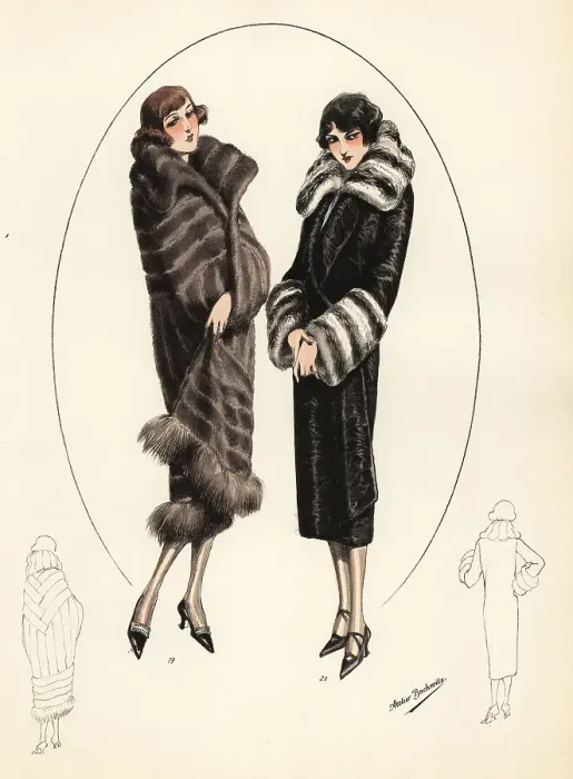 Framed Print : Fashionable women in bob haircuts and fur coats, 1926 Framed Print : Fashionable women in bob haircuts and fur coats, 1926
