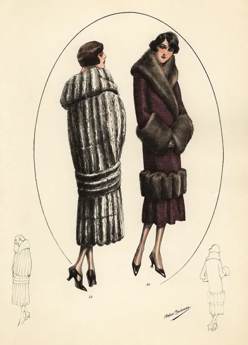 Framed Print : Fashionable women in bob haircuts and fur coats, 1926 Framed Print : Fashionable women in bob haircuts and fur coats, 1926